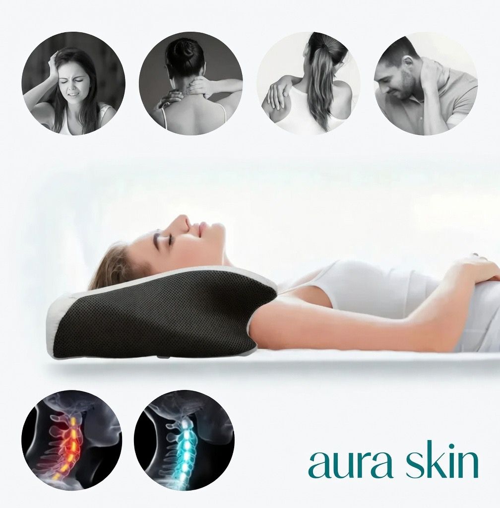 AuraSkin™ – Orthopedic Memory Foam Neck Pillow